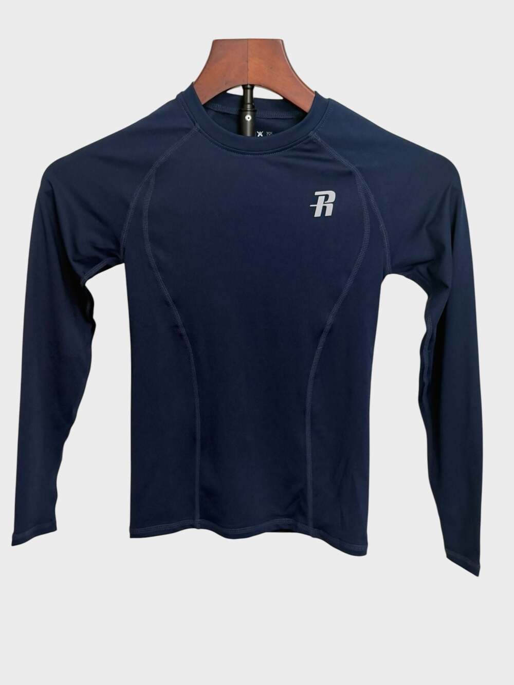 Boys Youth Long Sleeve Compression Athletic Base Layer Shirt, Navy Blue